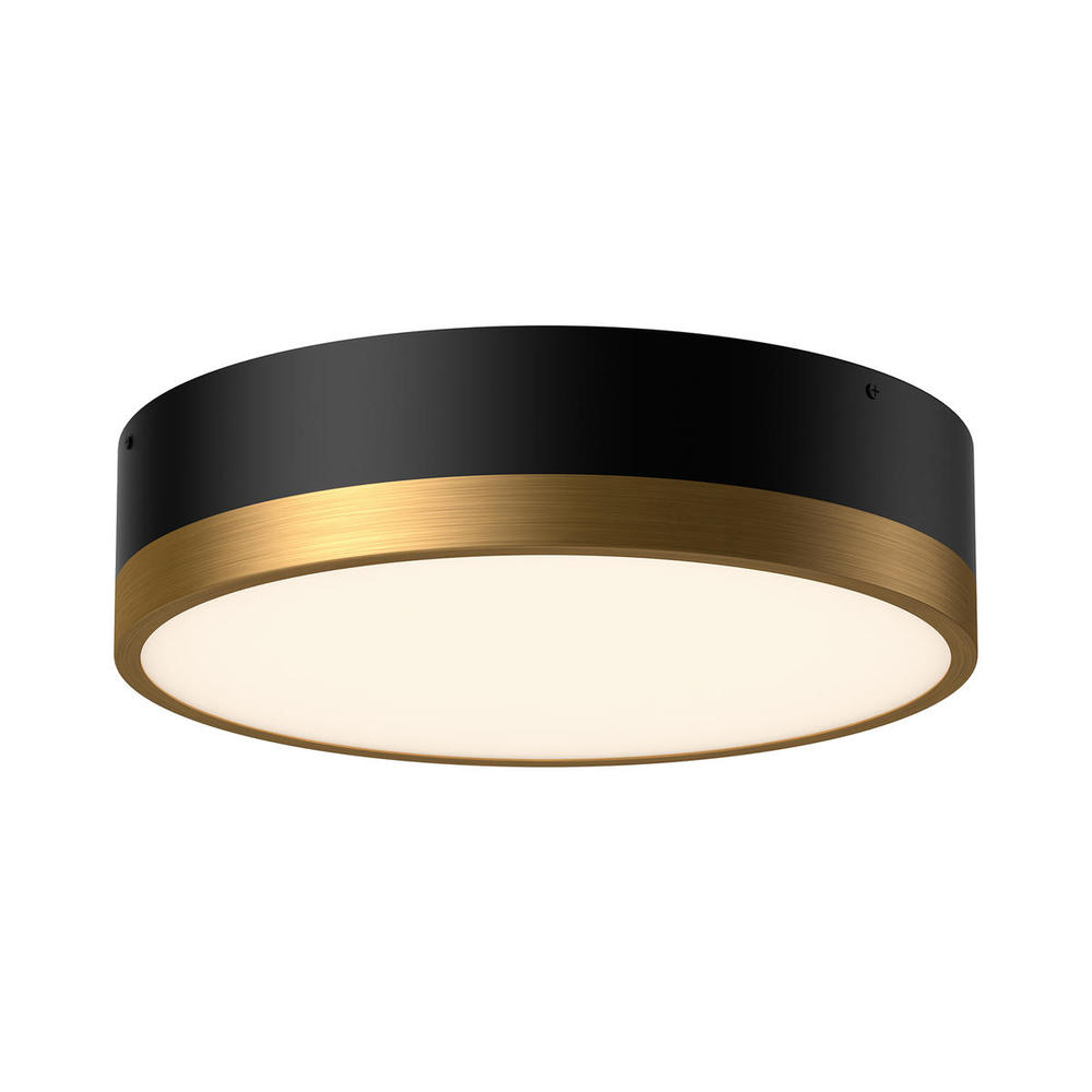 Brisbane 16-in Aged Gold/Matte Black 3 Lights Flush Mount