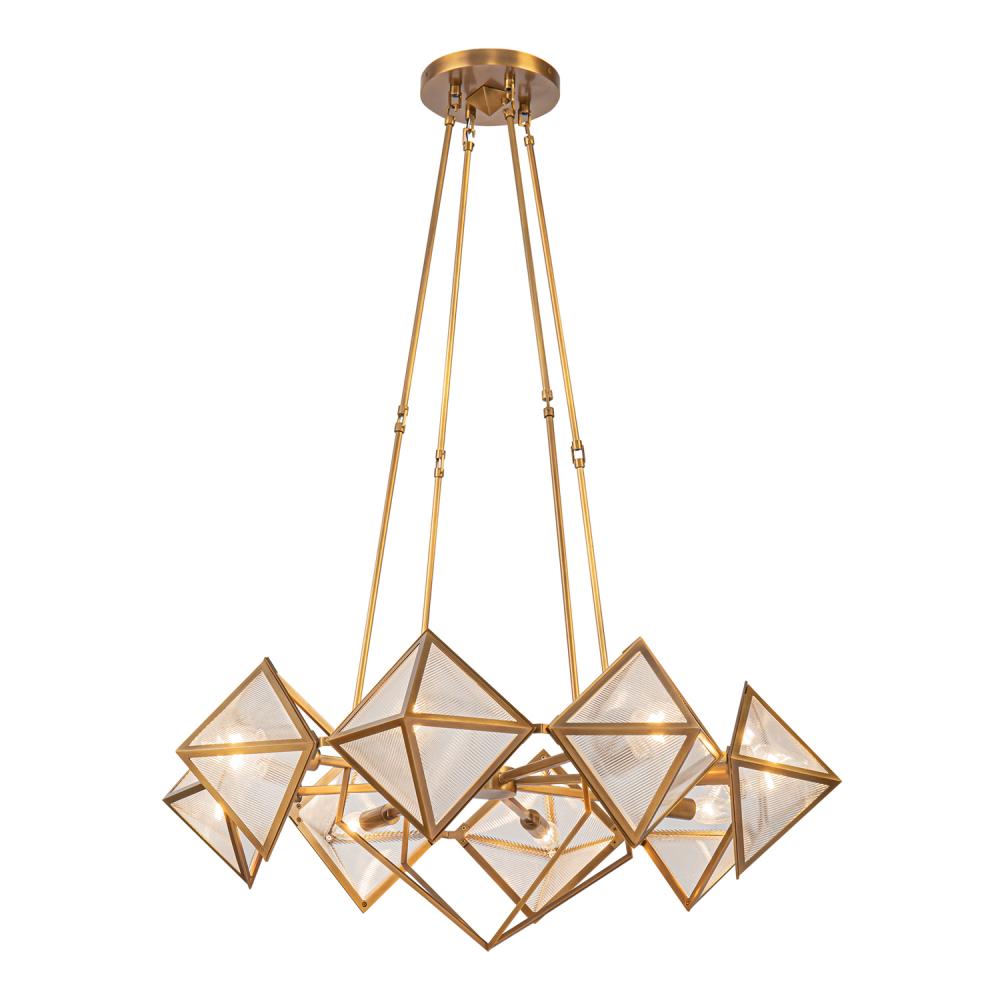 Cairo 30-in Ribbed Glass/Vintage Brass 8 Lights Chandeliers