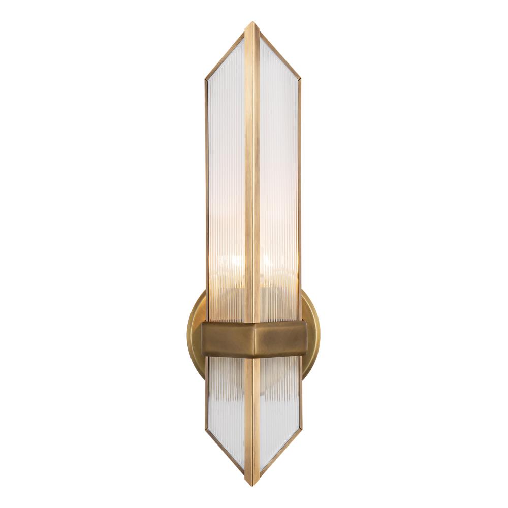 Cairo 4-in Ribbed Glass/Vintage Brass 1 Light Wall/Vanity