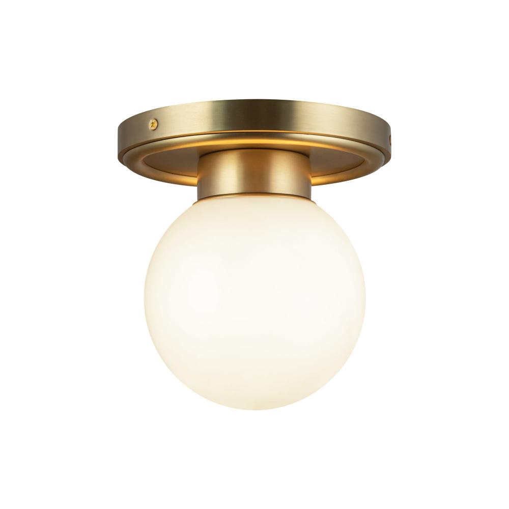 Fiore 6-in Brushed Gold/Glossy Opal Glass 1 Light Semi-Flush