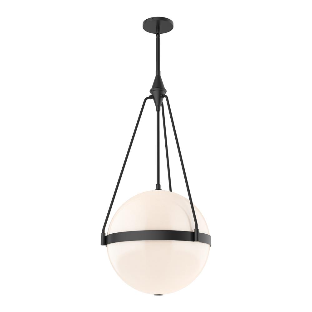 Harmony 18-in Matte Black/Glossy Opal Glass 4 Lights Pendant