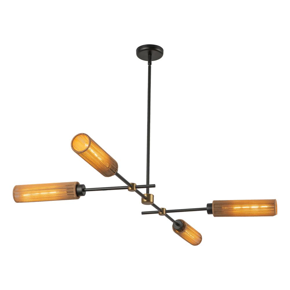 Colby 52-in Matte Black/Tan Jute Socket Linear Pendant