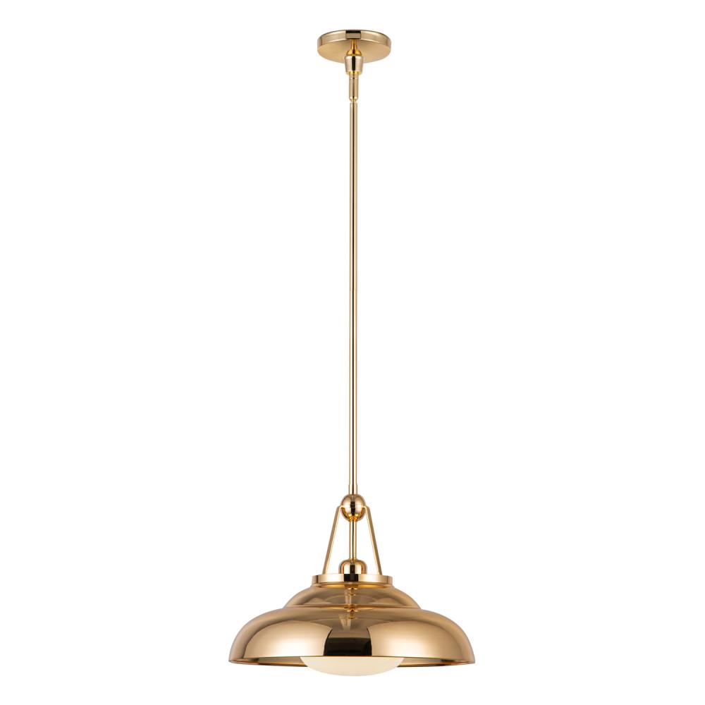 Palmetto 14-in Polished Brass/Glossy Opal 1 Light Pendant