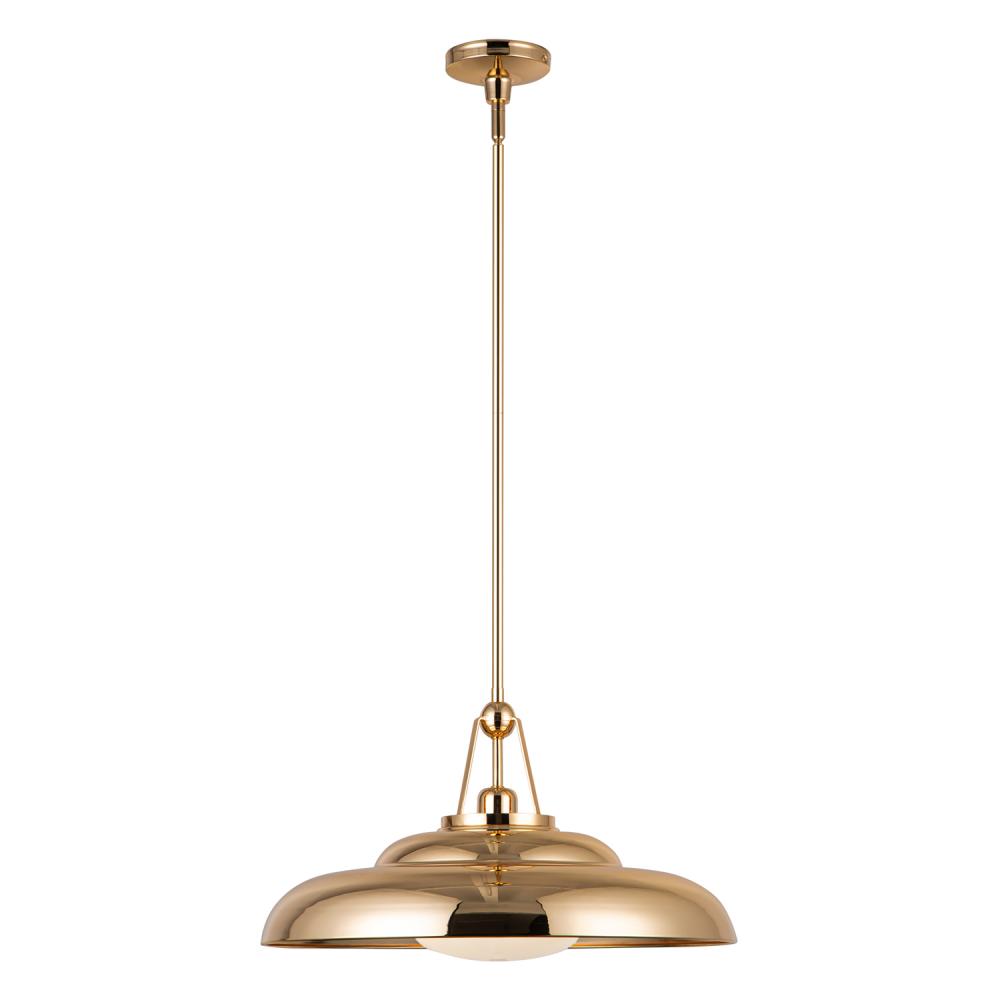 Palmetto 20-in Polished Brass/Glossy Opal 1 Light Pendant