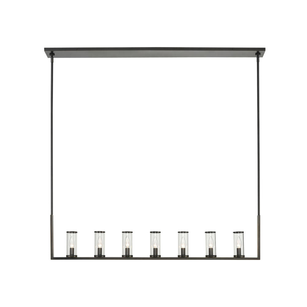 Revolve Clear Glass/Urban Bronze 7 Lights Linear Pendant