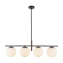 Alora Lighting LP421437MBOP - Zuri 37-in Matte Black/Opal Glass Socket Linear Pendant