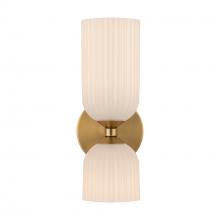 Alora Lighting WV442612BGGR - Nelly 12-in Brushed Gold/Glossy Ribbed Opal Glass Socket Wall/Vanity Light