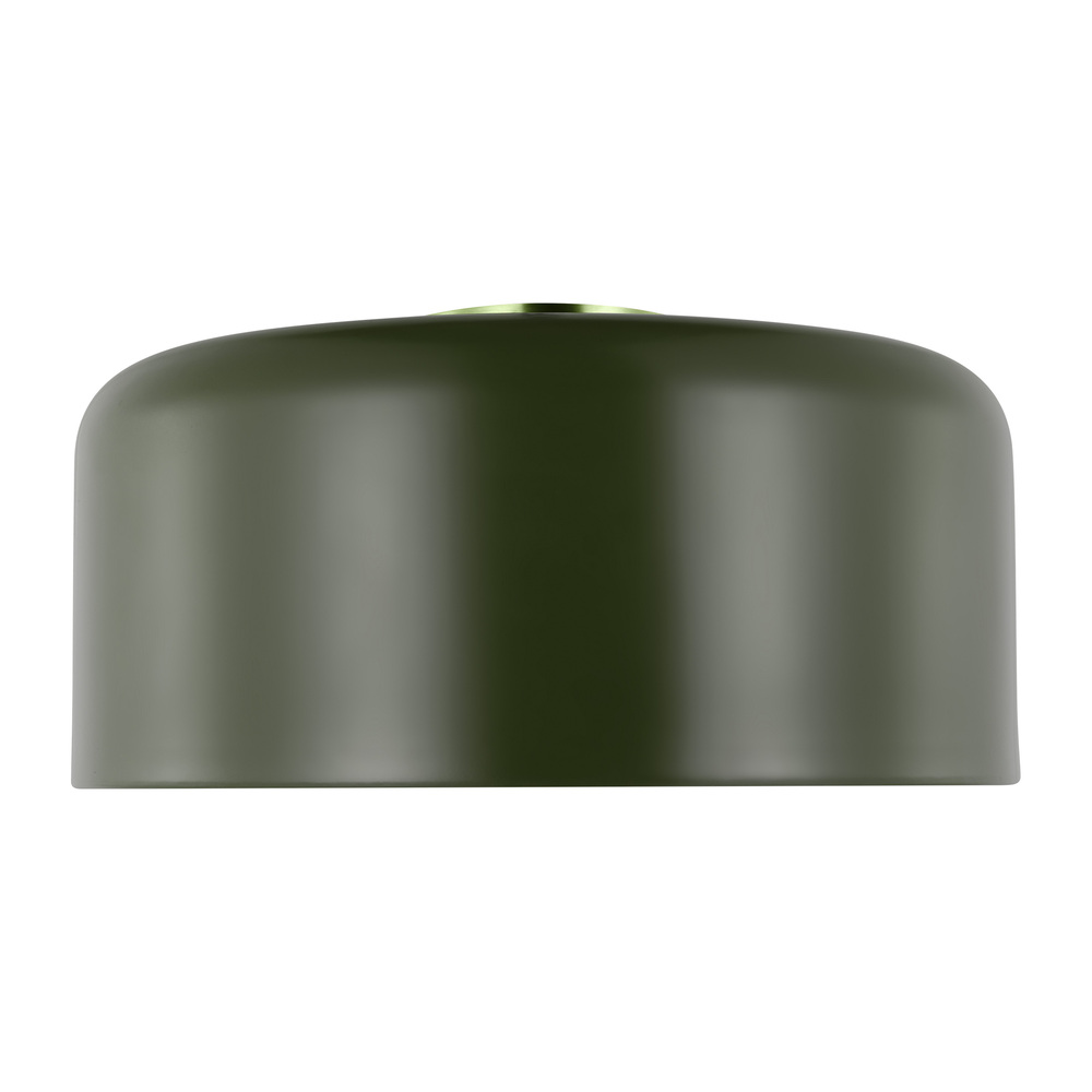 Malone transitional 1-light LED indoor dimmable large ceiling flush mount in olive finish with olive
