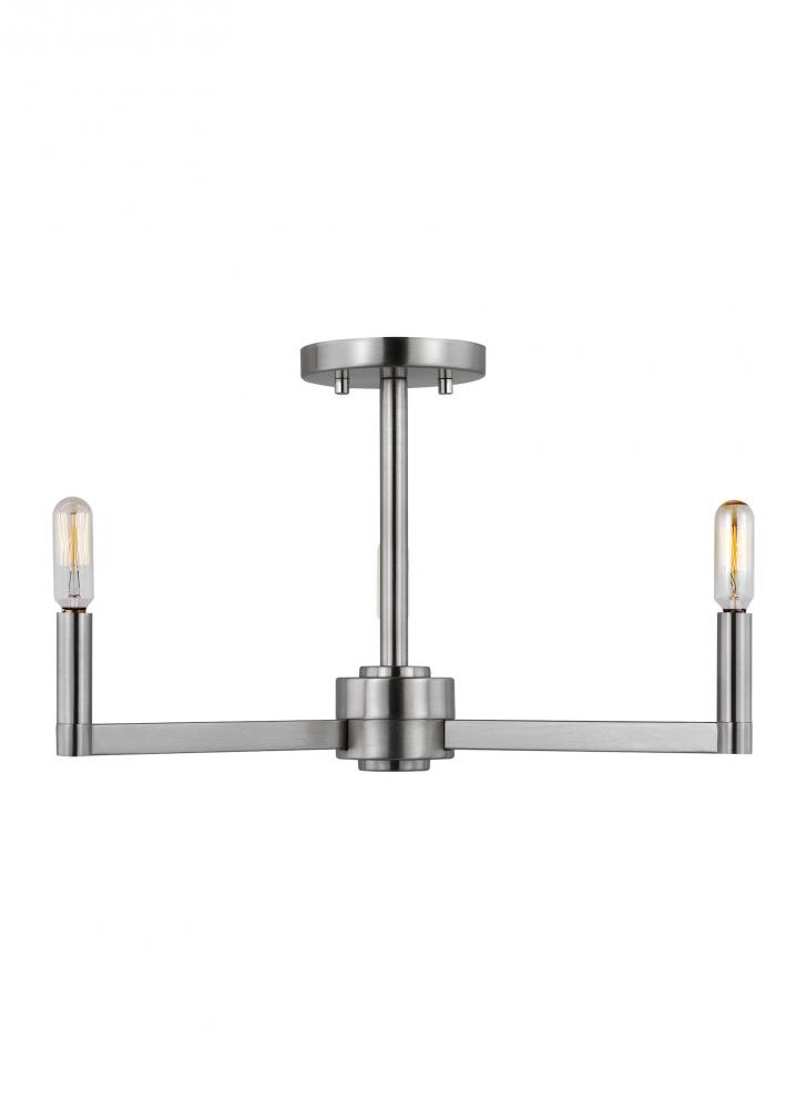 Fullton modern 3-light indoor dimmable semi-flush mount in brushed nickel