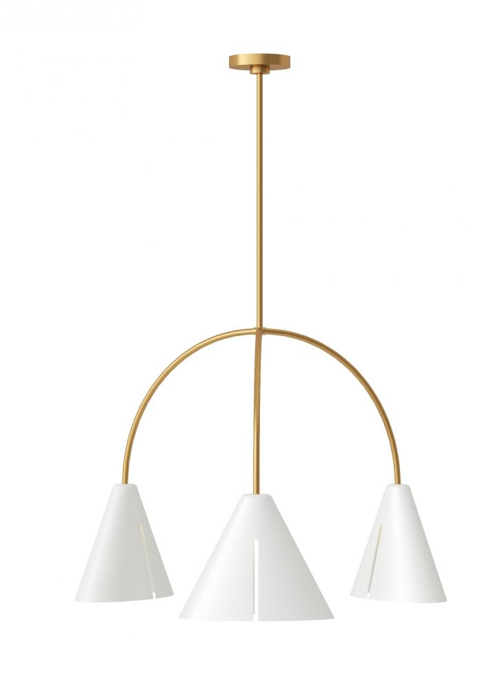 Cambre modern 3-light integrated LED indoor dimmable large ceiling chandelier in burnished brass gol
