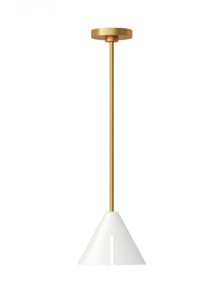 Cambre modern 1-light integrated LED indoor dimmable small ceiling hanging pendant in burnished bras