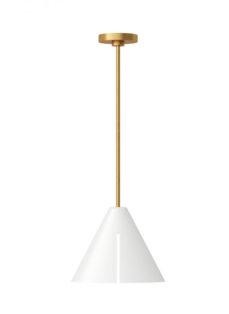 Cambre modern 1-light integrated LED indoor dimmable medium ceiling hanging pendant in burnished bra