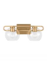 Visual Comfort & Co. Studio Collection 4455702-848 - Codyn contemporary 2-light indoor dimmable bath vanity wall sconce in satin brass gold finish with c