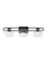 Visual Comfort & Co. Studio Collection 4455703-112 - Codyn contemporary 3-light indoor dimmable bath vanity wall sconce in midnight black finish with cle