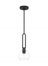 Visual Comfort & Co. Studio Collection 6155701-112 - Codyn contemporary 1-light indoor dimmable mini pendant in midnight black finish with clear glass sh