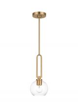 Visual Comfort & Co. Studio Collection 6155701-848 - Codyn contemporary 1-light indoor dimmable mini pendant in satin brass gold finish with clear glass