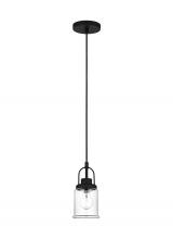 Visual Comfort & Co. Studio Collection 6544701-112 - Anders industrial 1-light indoor dimmable mini pendant in midnight black finish with clear glass sha