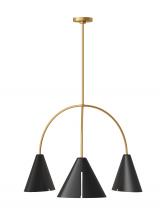Visual Comfort & Co. Studio Collection KC1113MBKBBS-L1 - Cambre modern 3-light integrated LED indoor dimmable large ceiling chandelier in burnished brass gol
