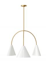 Visual Comfort & Co. Studio Collection KC1113MWTBBS-L1 - Cambre modern 3-light integrated LED indoor dimmable large ceiling chandelier in burnished brass gol