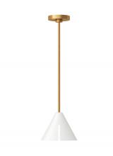 Visual Comfort & Co. Studio Collection KP1121MWTBBS-L1 - Cambre modern 1-light integrated LED indoor dimmable small ceiling hanging pendant in burnished bras