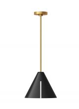 Visual Comfort & Co. Studio Collection KP1131MBKBBS-L1 - Cambre modern 1-light integrated LED indoor dimmable medium ceiling hanging pendant in burnished bra