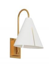 Visual Comfort & Co. Studio Collection KW1131MWTBBS-L1 - Cambre modern 1-light integrated LED indoor dimmable small task wall sconce in burnished brass gold