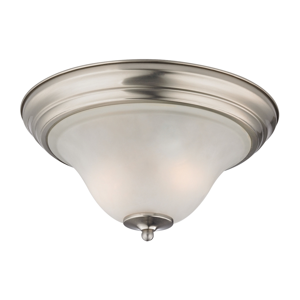 Thomas - Kingston 2-Light Flush Mount in Brushed Nickel with White Glass