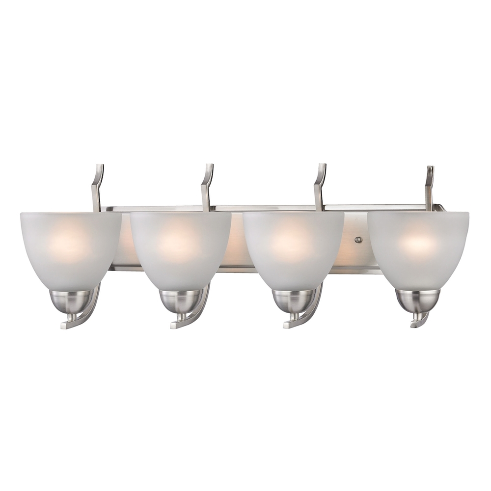 Thomas - Kingston 4-Light Vanity Light in Brushed Nickel with White Glass