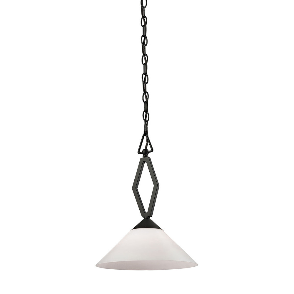 Thomas - Tribecca 1-Light Mini Pendant in Oil Rubbed Bronze with White Glass