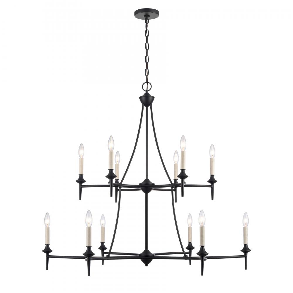 Solomon 41'' Wide 12-Light Chandelier - Matte Black