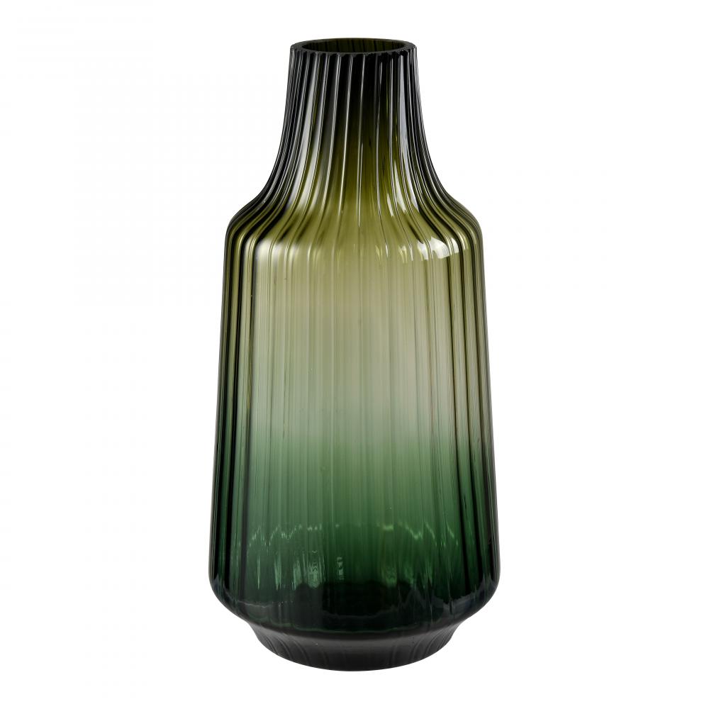 Velasco Ribbed Vase - Large Green Ombre (2 pack)