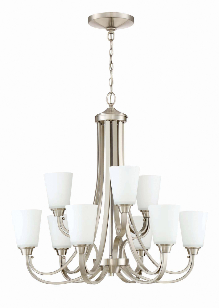 Grace 9 Light Chandelier in Brushed Polished Nickel