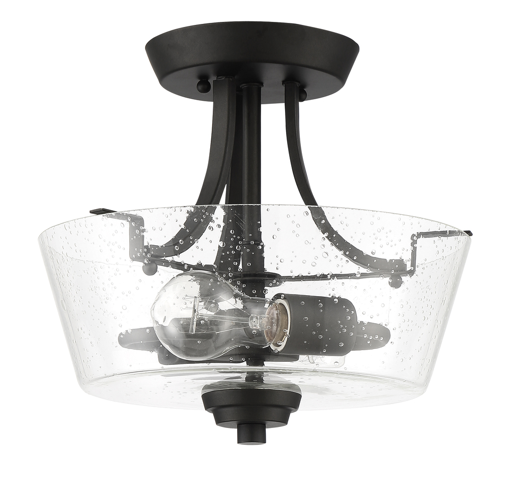 Grace 2 Light Convertible Semi Flush in Espresso (Clear Seeded Glass)