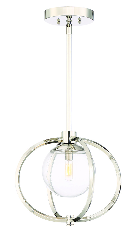 Piltz 1 Light Mini Pendant in Polished Nickel