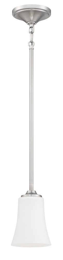 Gwyneth 1 Light Mini Pendant in Brushed Polished Nickel (White Glass)