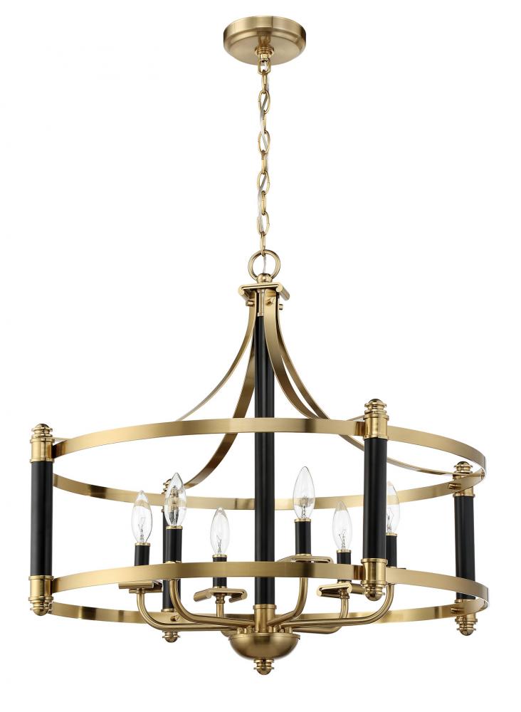 Stanza 6 Light Pendant in Flat Black/Satin Brass