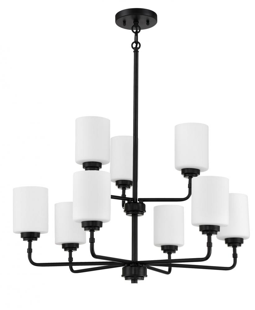 Stowe 9 Light Chandelier in Flat Black