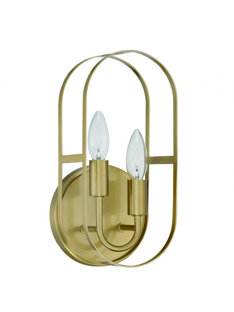 Mindful 2 Light Sconce in Satin Brass