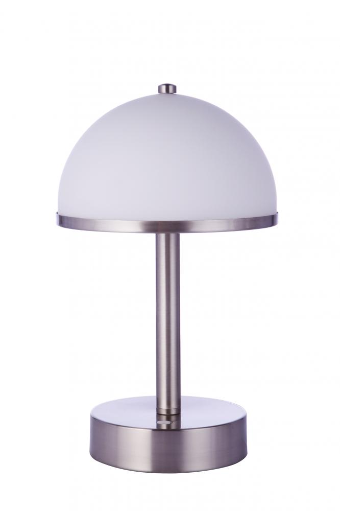 Indoor Rechargeable Dimmable LED Portable Lamp in Brushed Polished Nickel