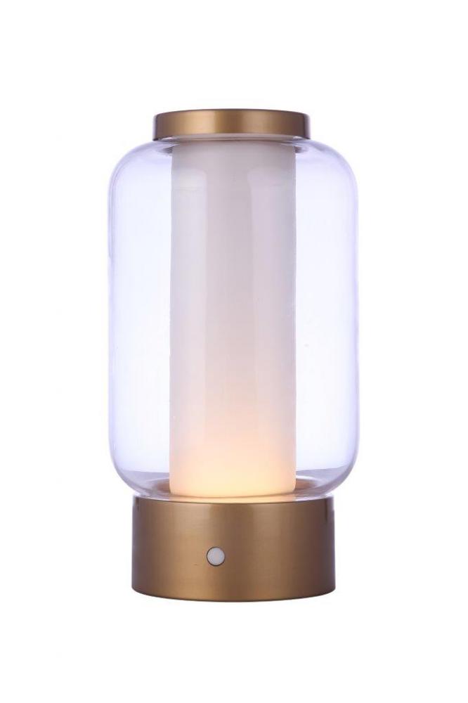 Outdoor Rechargeable Dimmable LED Portable Lamp w/ USB port in Satin Brass