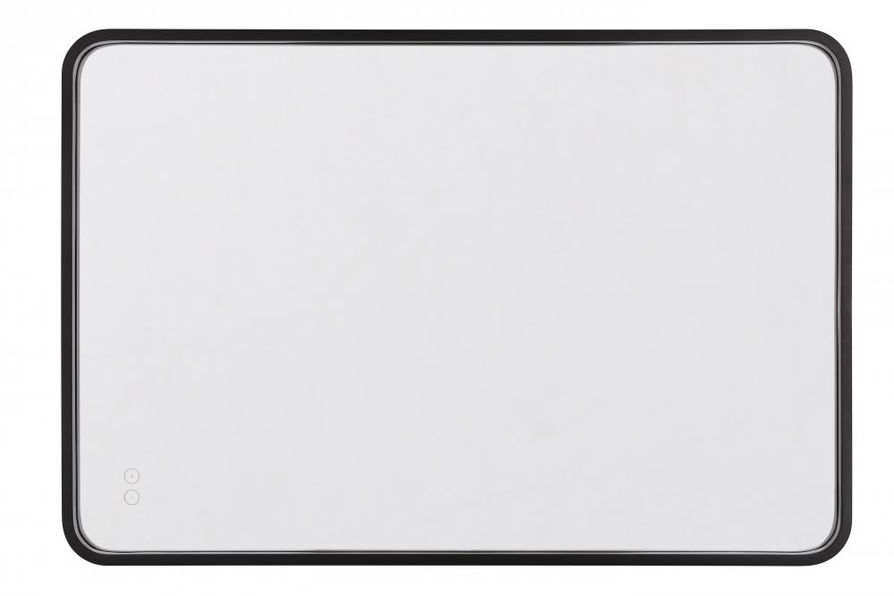 Monica 24"x 36" Framed Rounded Rectangular LED Mirror in Flat Black