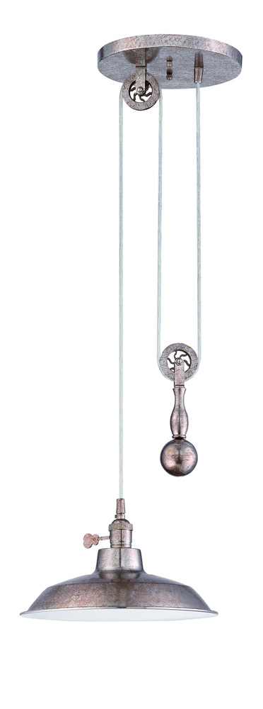 1 Light Pulley Pendant in Tarnished Silver