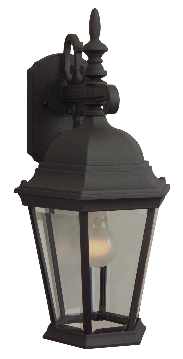 Straight Glass Cast 1 Light Medium Outdoor Wall Lantern in Textured Black