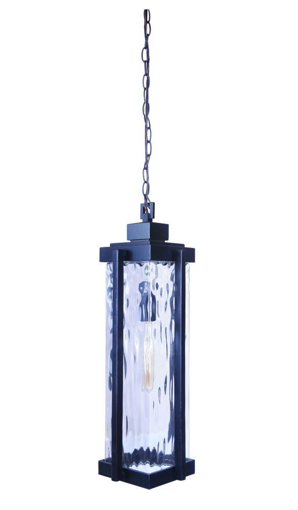 Pyrmont 1 Light Outdoor Pendant in Oiled Bronze Gilded with Clear Hammered Glass