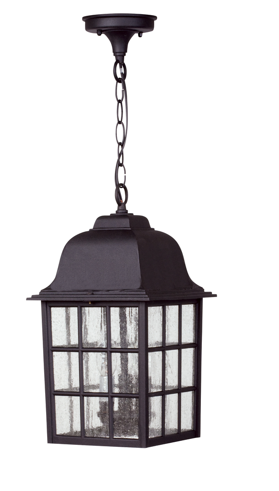 Grid Cage 3 Light Outdoor Pendant in Textured Black