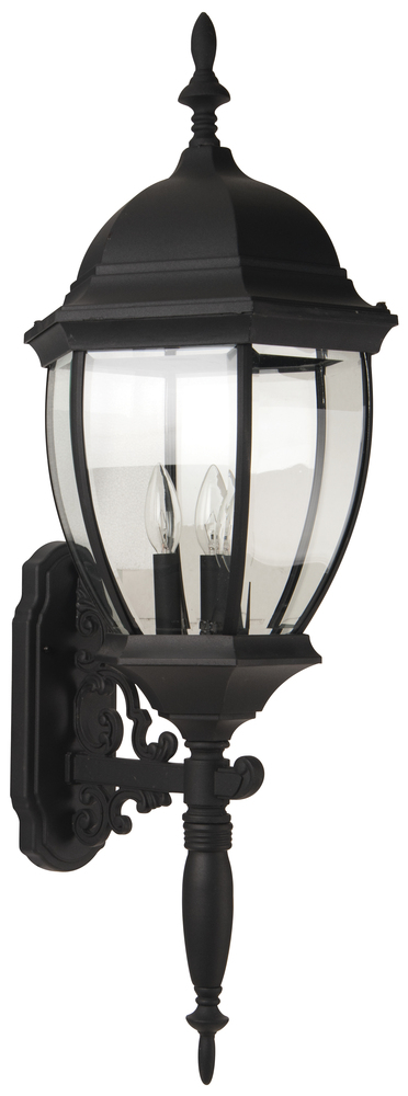 Bent Glass Cast 3 Light Large Outdoor Wall Mount in Textured Black