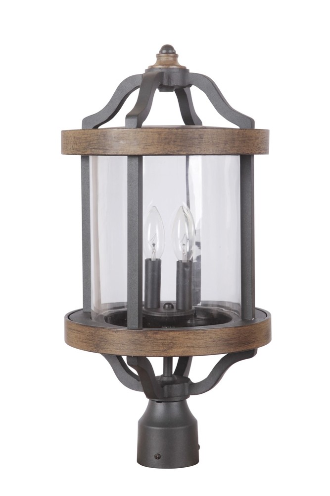 Ashwood 2 Light Outdoor Post Mount in Textured Black/Whiskey Barrel