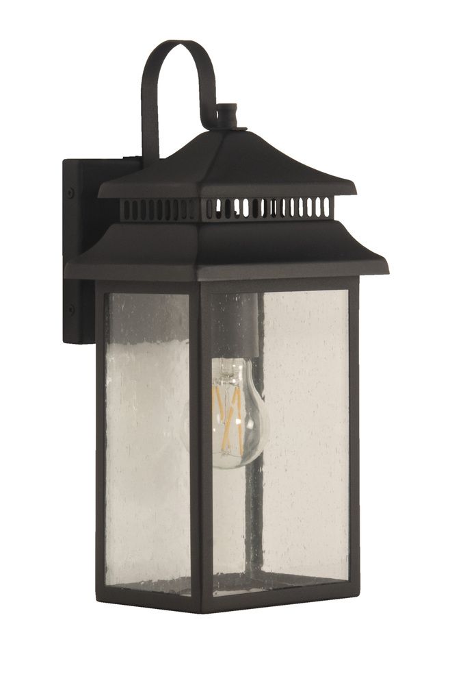 Crossbend 1 Light Small Outdoor Wall Lantern in Textured Black