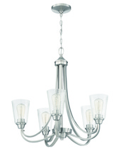 Craftmade 41925-BNK-CS - Grace 5 Light Chandelier in Brushed Polished Nickel (Clear Seeded Glass)