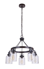 Craftmade 53625-FBDT - Foxwood 5 Light Chandelier in Flat Black/Dark Teak